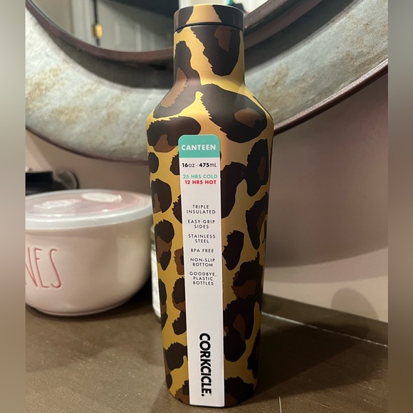 Corkcicle Other - ⭐️NEW WITH TAGS⭐️ Leopard print corkcicle water bottle